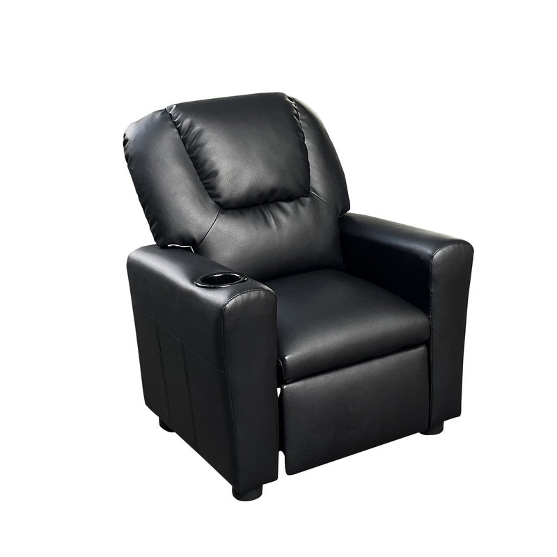 Marisa Black 23"W PU Leather Kids Recliner