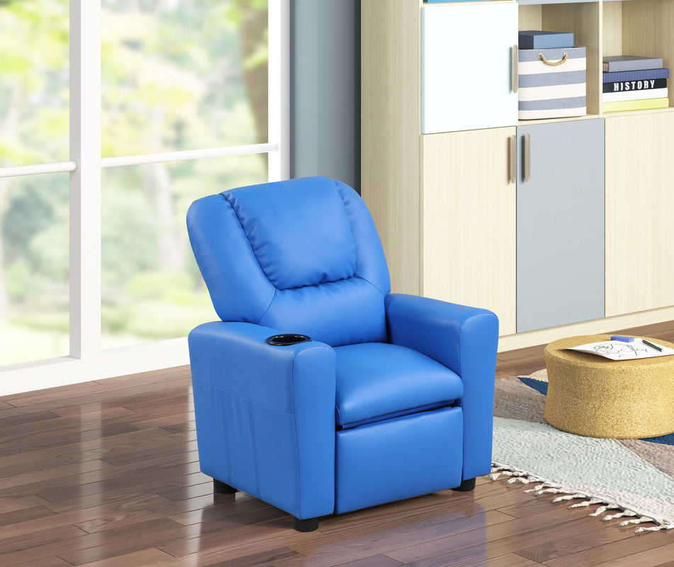 Marisa Blue 23"W PU Leather Kids Recliner