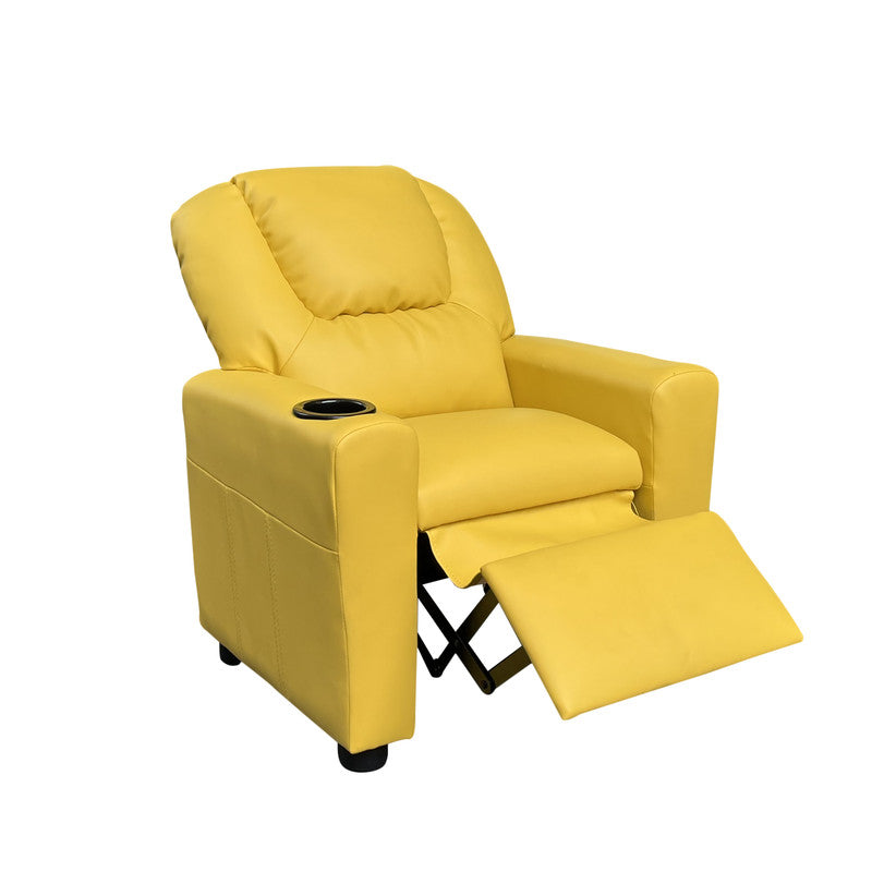 Marisa Yellow 23"W PU Leather Kids Recliner