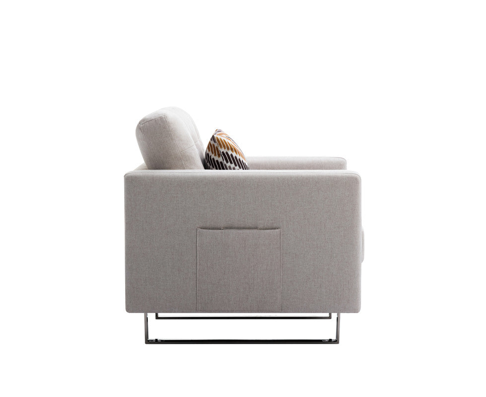 Victoria Beige 33.5"W Linen Armchair