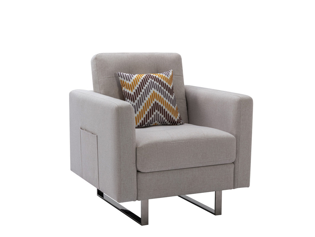 Victoria Beige 33.5"W Linen Armchair