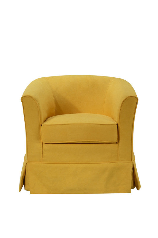 Tucker Yellow 28"W Woven Fabric Swivel Barrel Chair