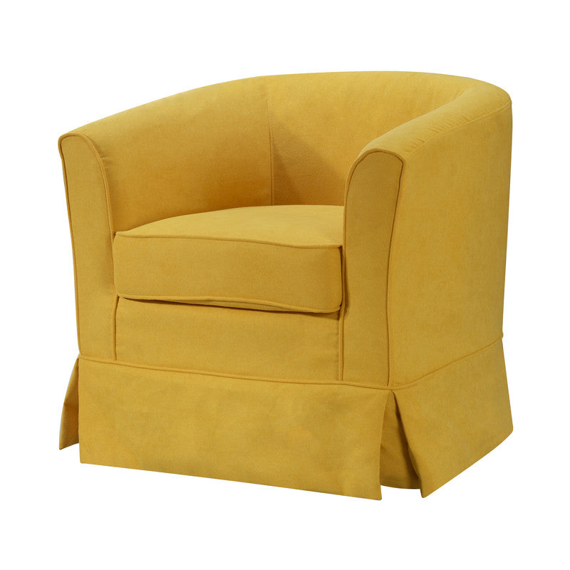 Tucker Yellow 28"W Woven Fabric Swivel Barrel Chair
