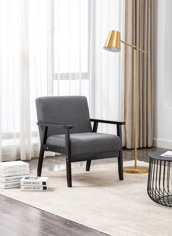 Bahamas Dark Gray/Espresso 25"W Linen Chair