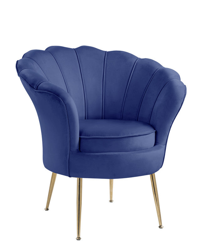Angelina Blue 34"W Velvet Barrel Accent Chair