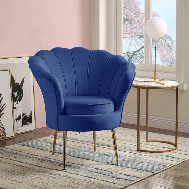 Angelina Blue 34"W Velvet Barrel Accent Chair
