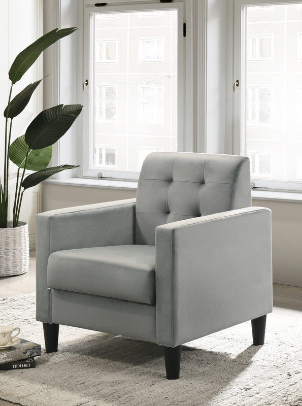 Hale Light Gray 27.5"W Velvet Accent Armchair
