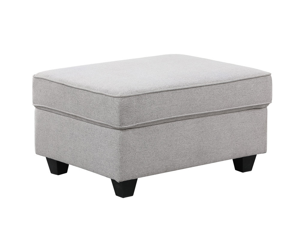 Leo Light Gray 125"W Linen 8-Piece Modular L-Shape Sectional Sofa with Ottoman