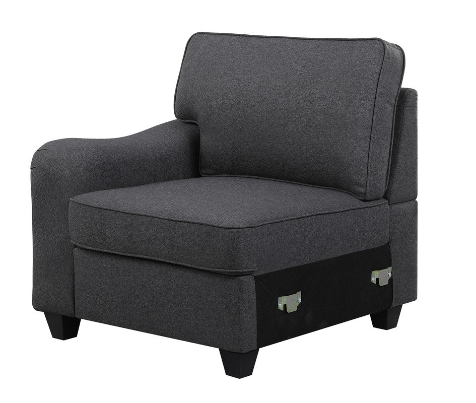 Leo Dark Gray 125"W Linen Modular L-Shape Sectional Sofa with Right-Facing Chaise & Ottoman