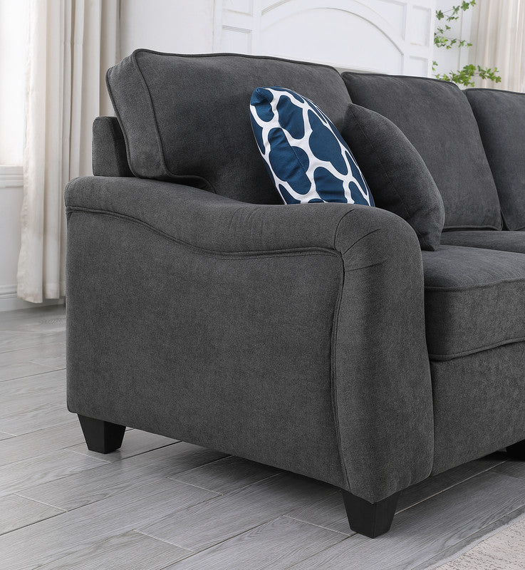 Leo Dark Gray 119"W Woven Fabric 5-Seater Sofa & Ottoman