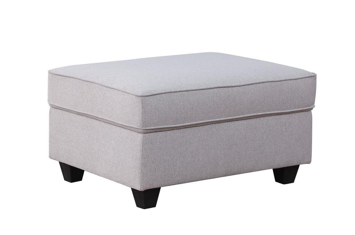 Cooper Light Gray 125"W Linen Reversible L-Shape Sectional Sofa with Ottoman