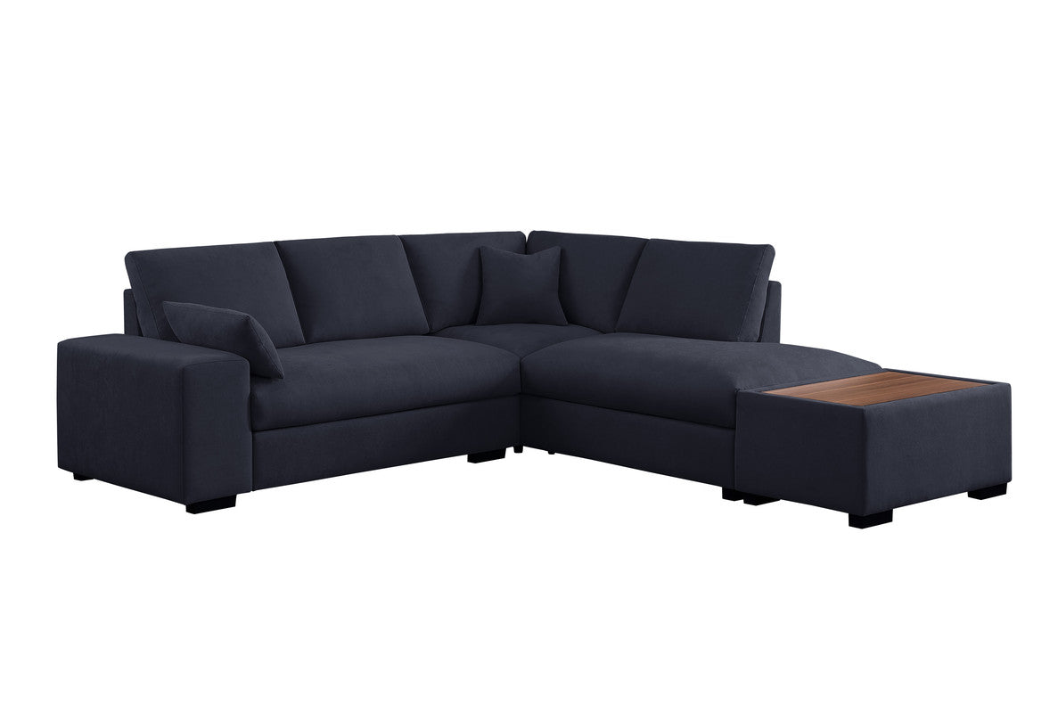 Joshua Dark Gray 100"W Woven Fabric Sectional Sofa with Right-Facing Chaise & Ottoman