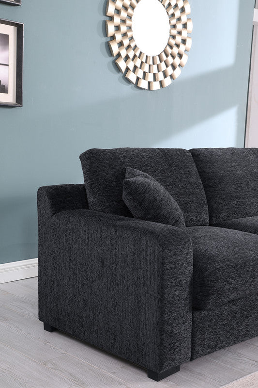 Celine Charcoal 141.5"W Chenille Corner Sectional Sofa with Right-Facing Chaise