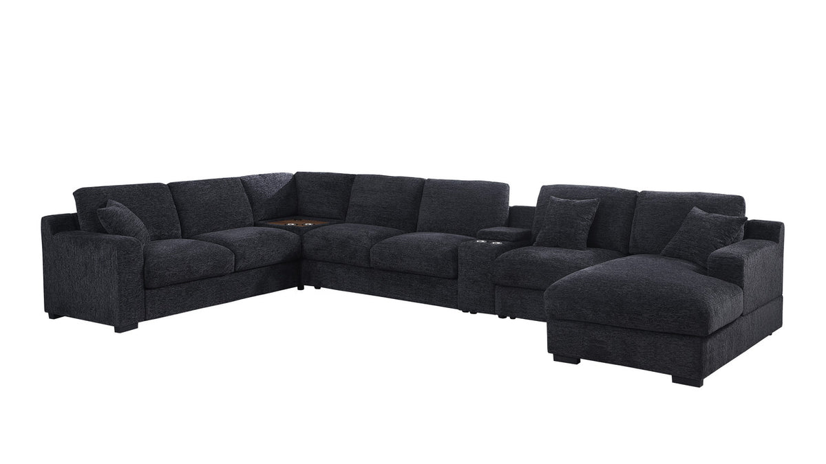 Celine Charcoal 141.5"W Chenille Corner Sectional Sofa with Right-Facing Chaise
