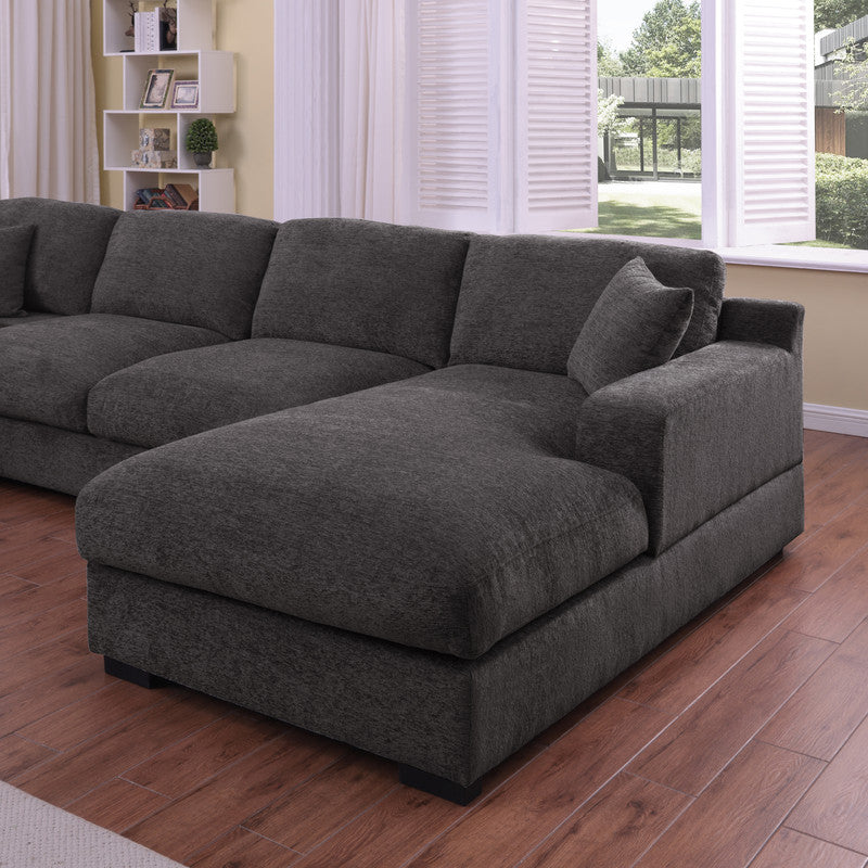 Celine Gray 128"W Chenille Corner Sectional Sofa with Right-Facing Chaise