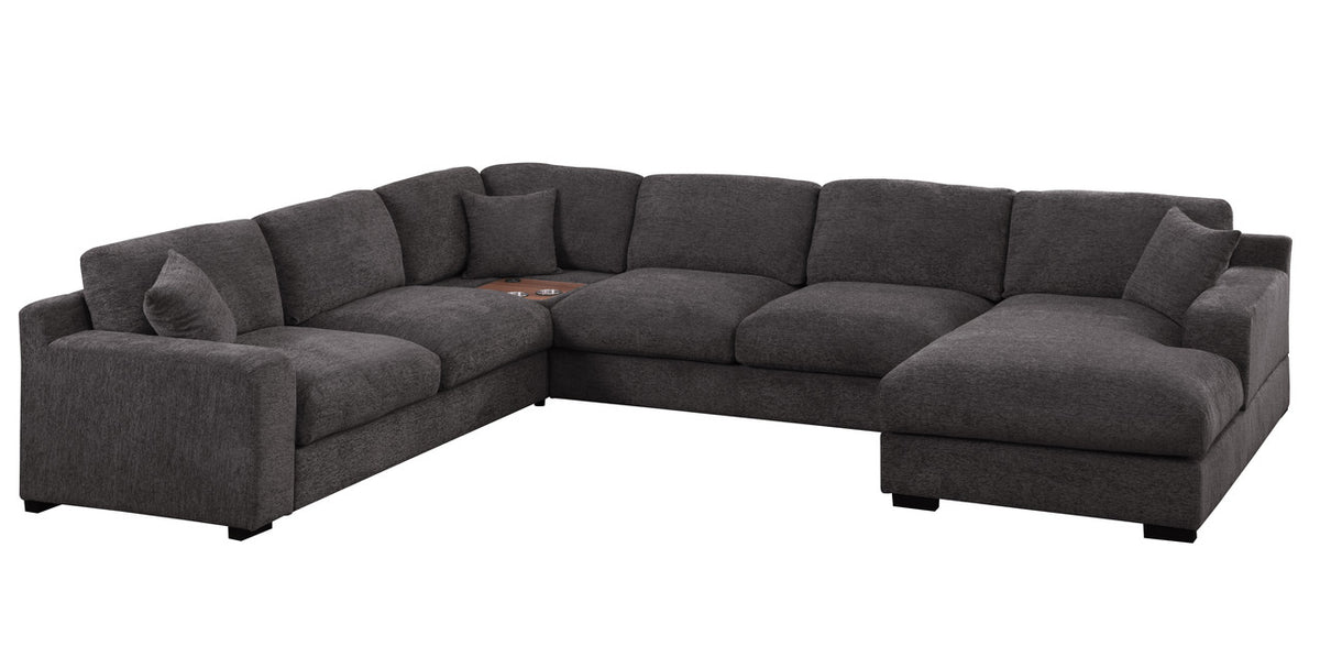 Celine Gray 128"W Chenille Corner Sectional Sofa with Right-Facing Chaise