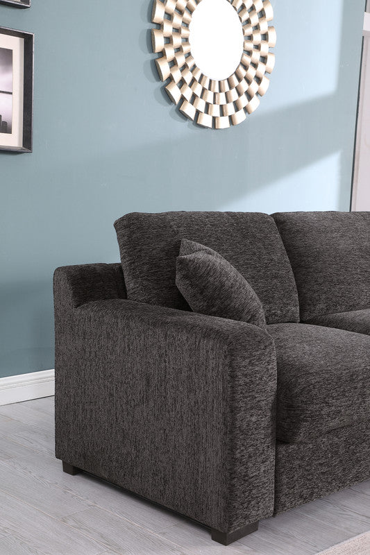 Celine Gray 141.5"W Chenille Corner Sectional Sofa with Right-Facing Chaise