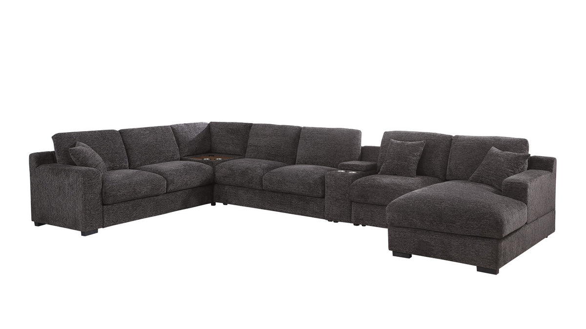 Celine Gray 141.5"W Chenille Corner Sectional Sofa with Right-Facing Chaise