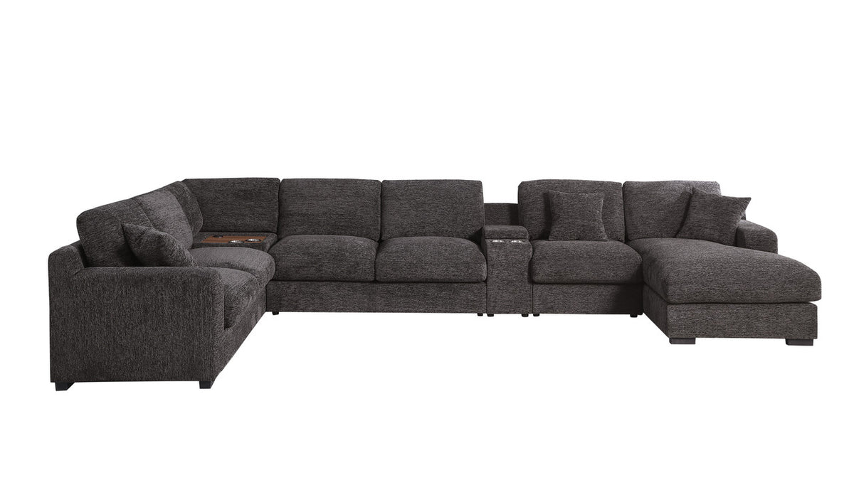 Celine Gray 141.5"W Chenille Corner Sectional Sofa with Right-Facing Chaise