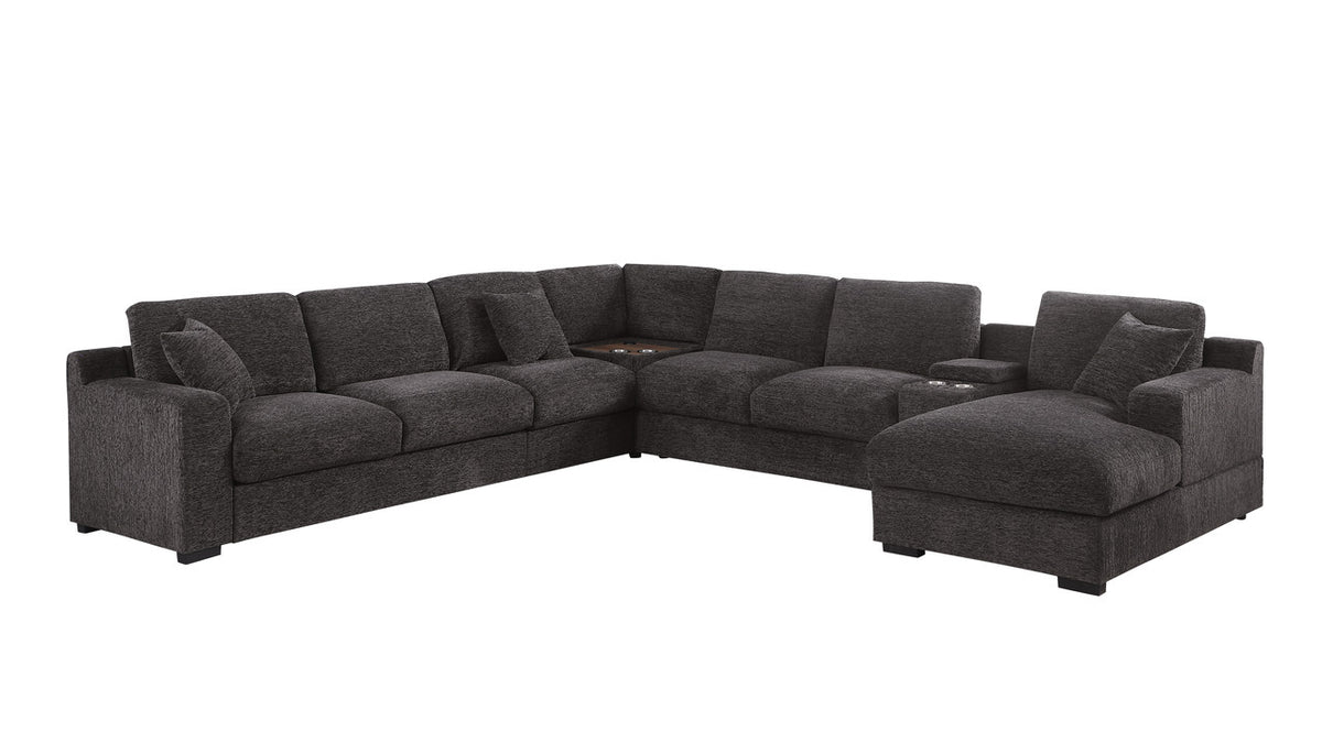 Celine Gray 141.5"W Chenille Corner Sectional Sofa with Right-Facing Chaise