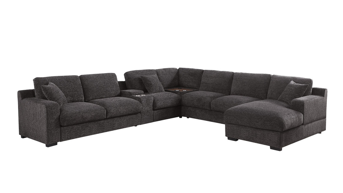 Celine Gray 141.5"W Chenille Corner Sectional Sofa with Right-Facing Chaise