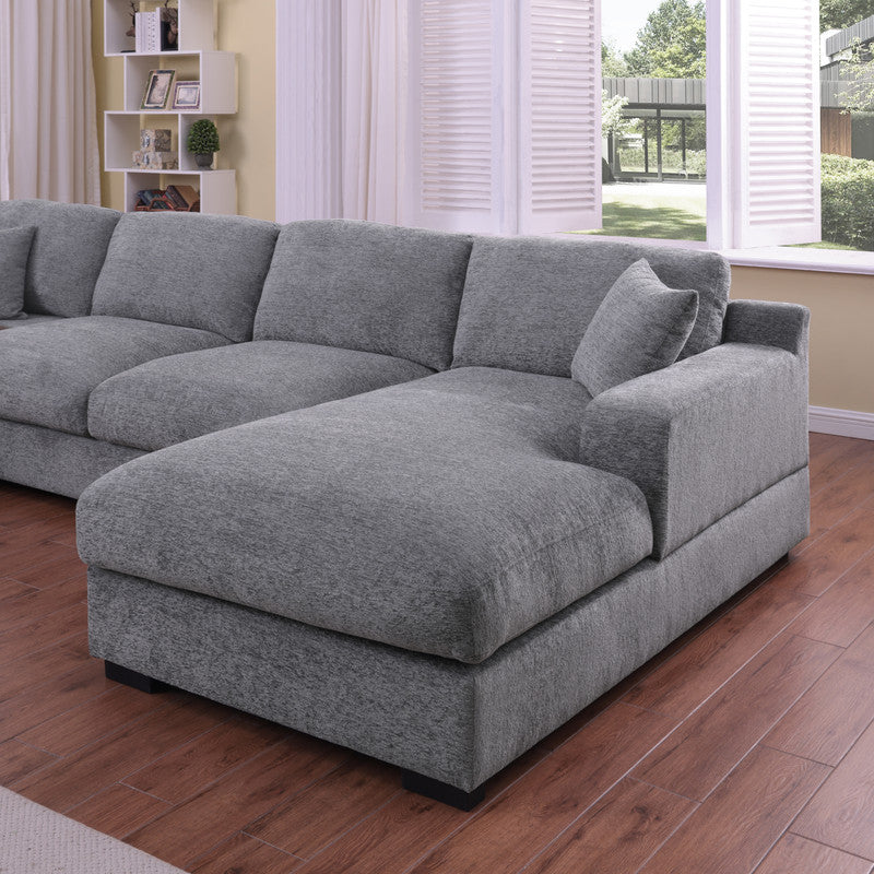 Celine Light Gray 128"W Chenille Corner Sectional Sofa with Right-Facing Chaise