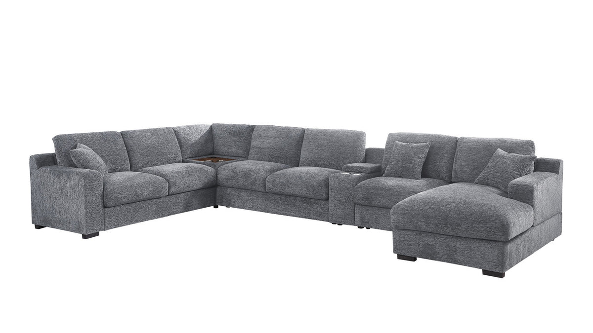 Celine Light Gray 141.5"W Chenille Corner Sectional Sofa with Right-Facing Chaise
