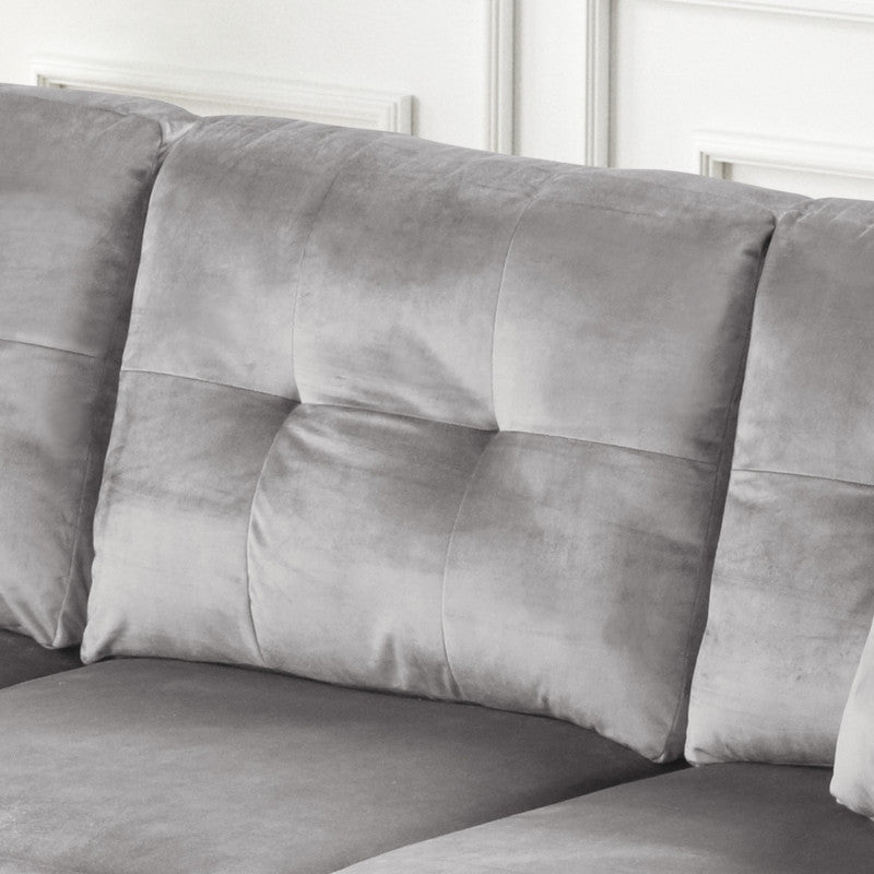 Sorenza Gray 74"W Velvet Reversible Sectional Sofa with Chaise