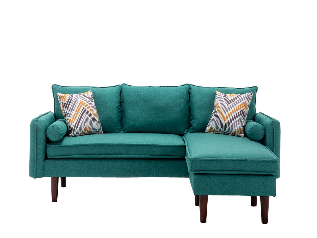 Mia Green 70"W Linen Reversible Sectional Sofa with Chaise