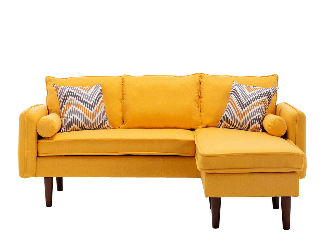 Mia Yellow 70"W Linen Reversible Sectional Sofa with Chaise