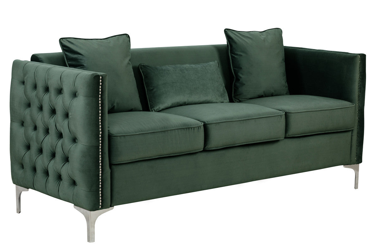 Bayberry Green Velvet Sofa & Loveseat Set