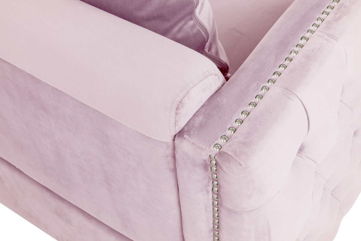 Bayberry Pink 53"W Velvet Loveseat