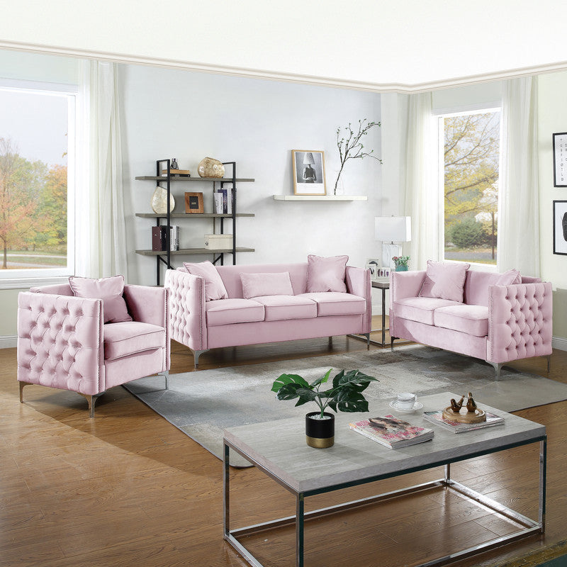 Bayberry Pink 53"W Velvet Loveseat