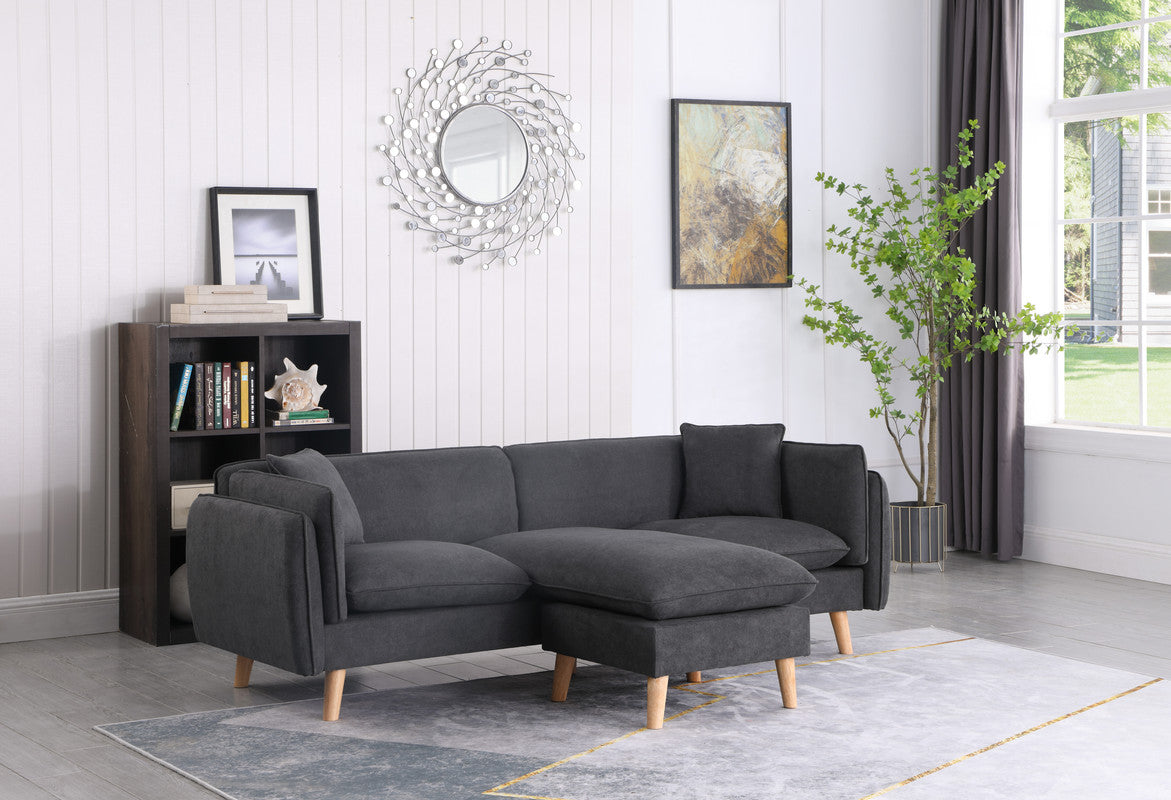 Brayden Dark Gray 86.5"W Woven Fabric Sectional Sofa with Chaise