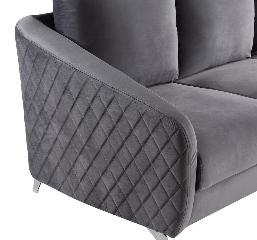 Sofia Gray 55"W Velvet Loveseat