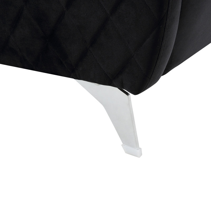 Sofia Black 55"W Velvet Loveseat