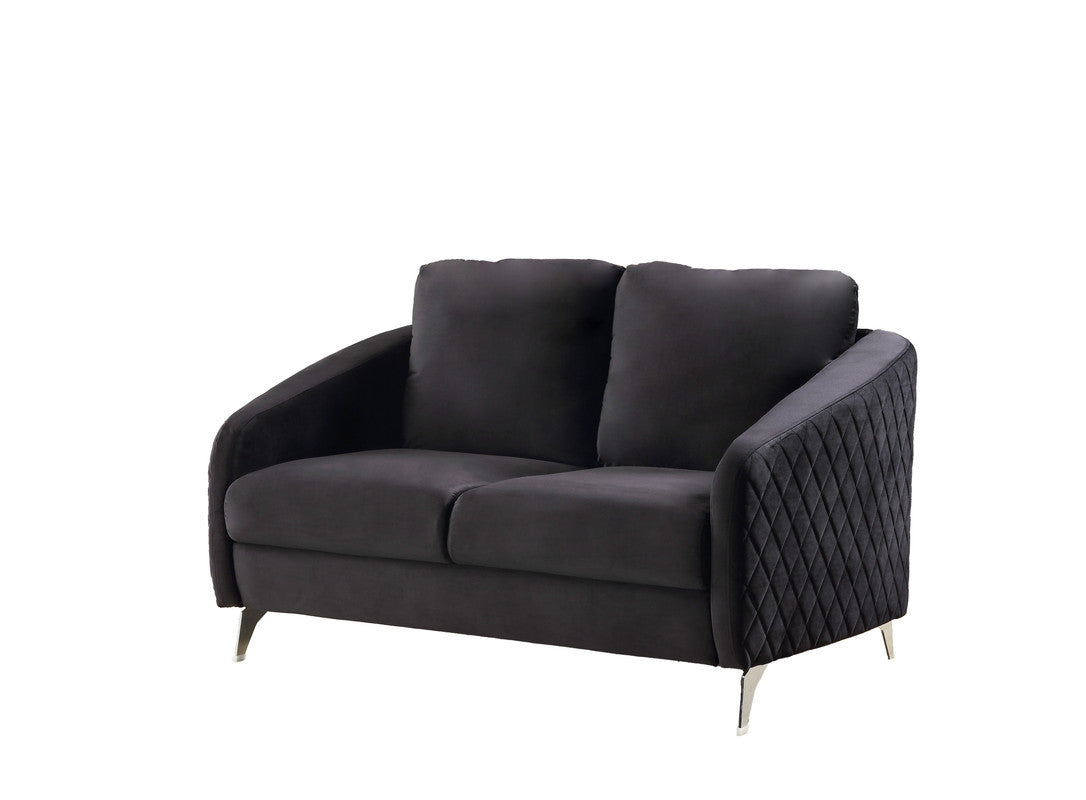Sofia Black 55"W Velvet Loveseat