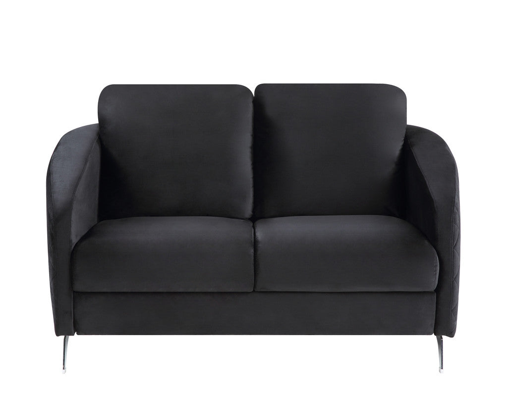 Sofia Black 55"W Velvet Loveseat
