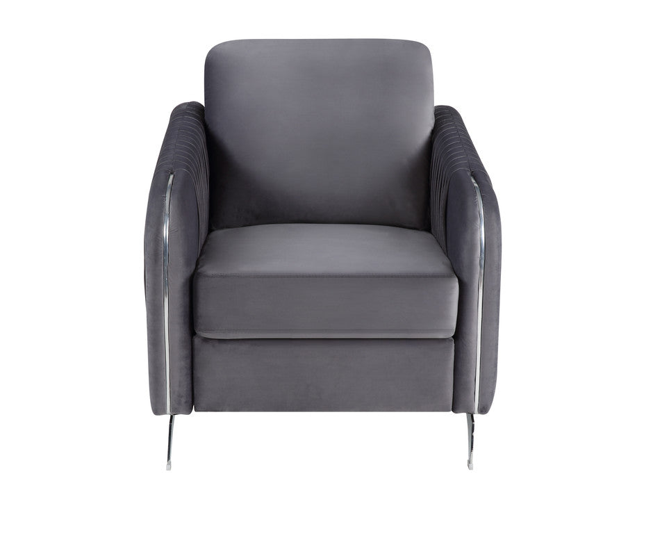 Hathaway Gray 32"W Velvet Accent Armchair