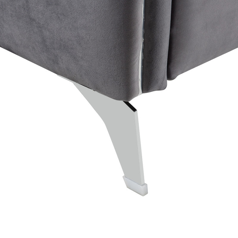 Hathaway Gray 54"W Velvet Loveseat