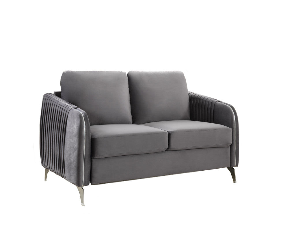 Hathaway Gray 54"W Velvet Loveseat