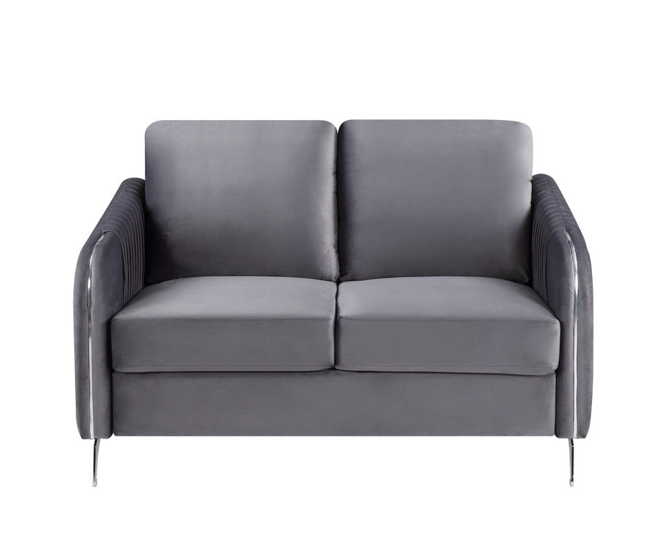 Hathaway Gray 54"W Velvet Loveseat