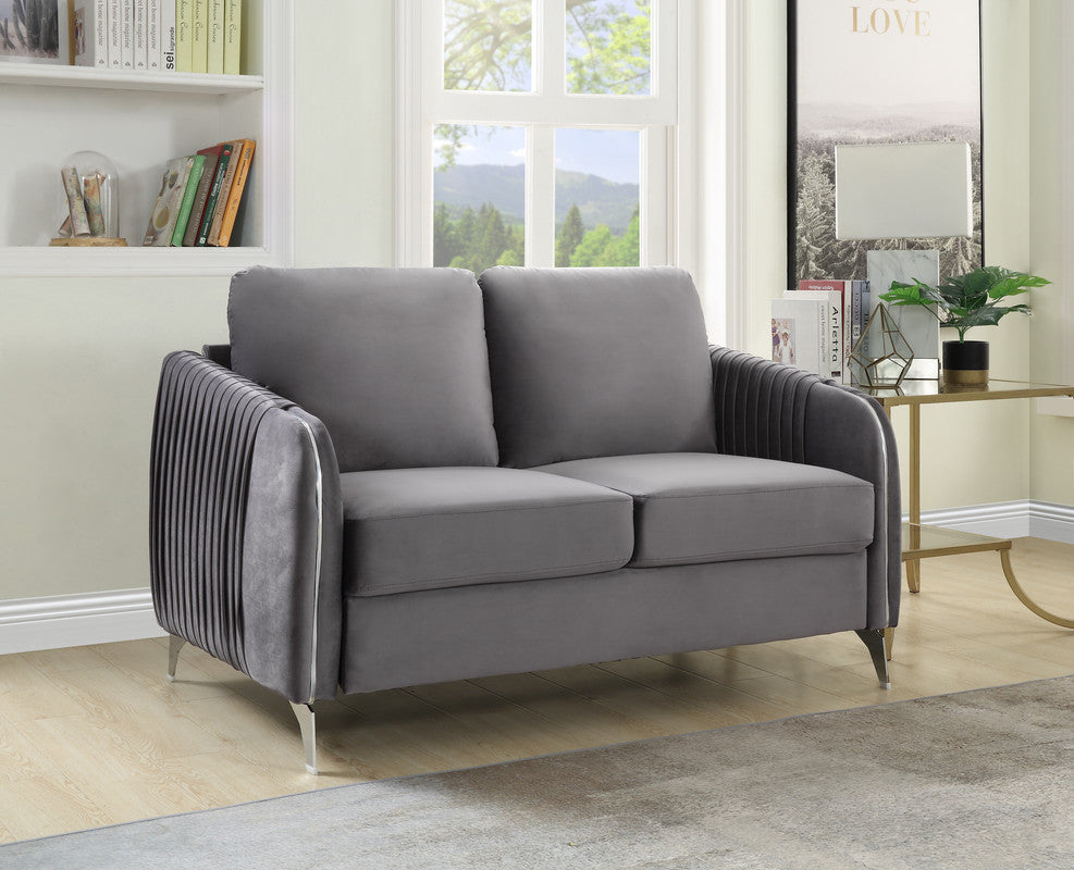Hathaway Gray 54"W Velvet Loveseat