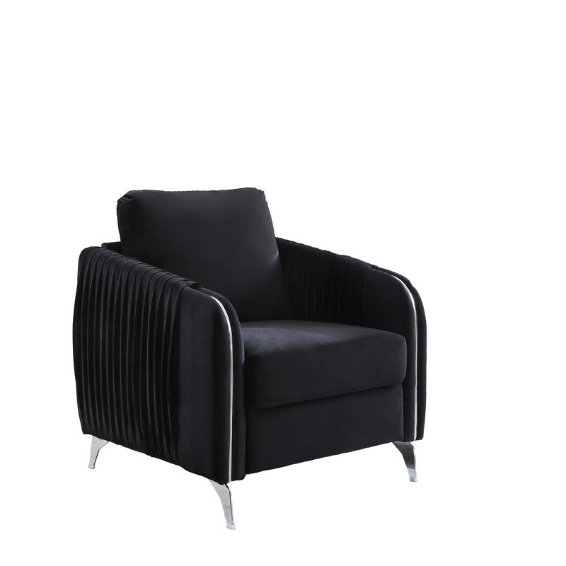 Hathaway Black 32"W Velvet Accent Armchair