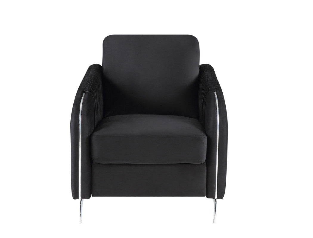 Hathaway Black 32"W Velvet Accent Armchair