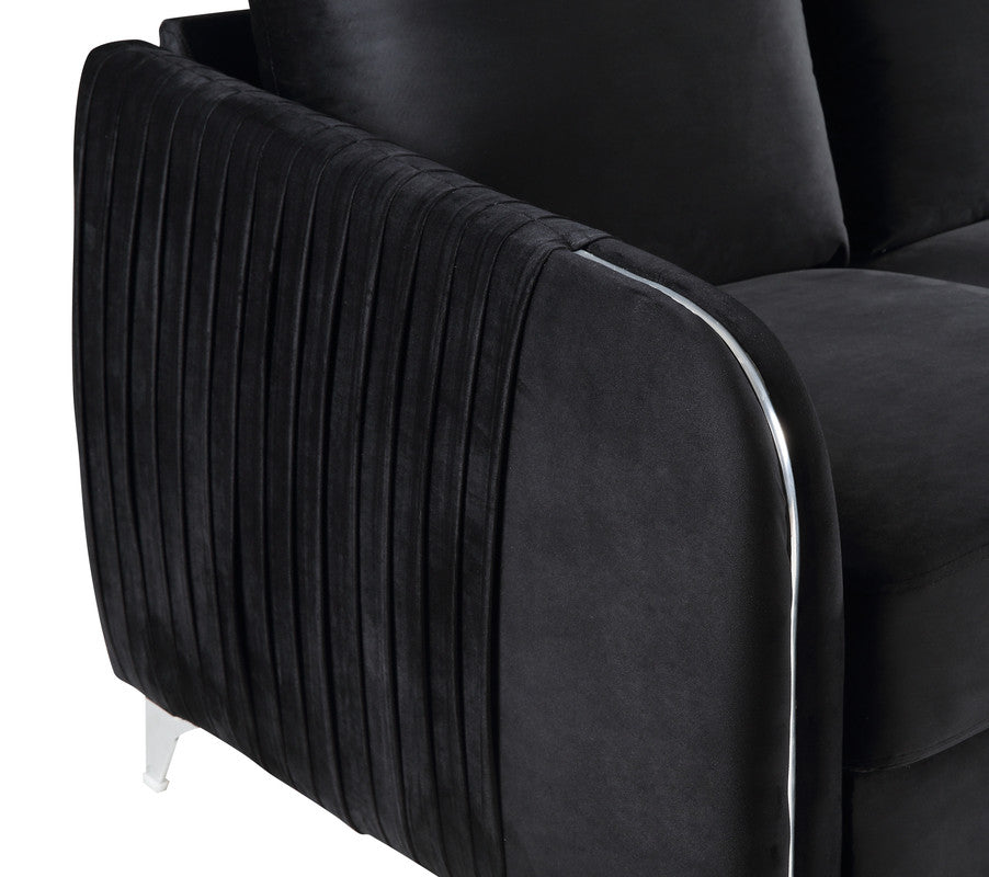 Hathaway Black 54"W Velvet Loveseat