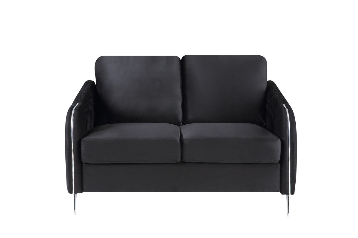 Hathaway Black 54"W Velvet Loveseat