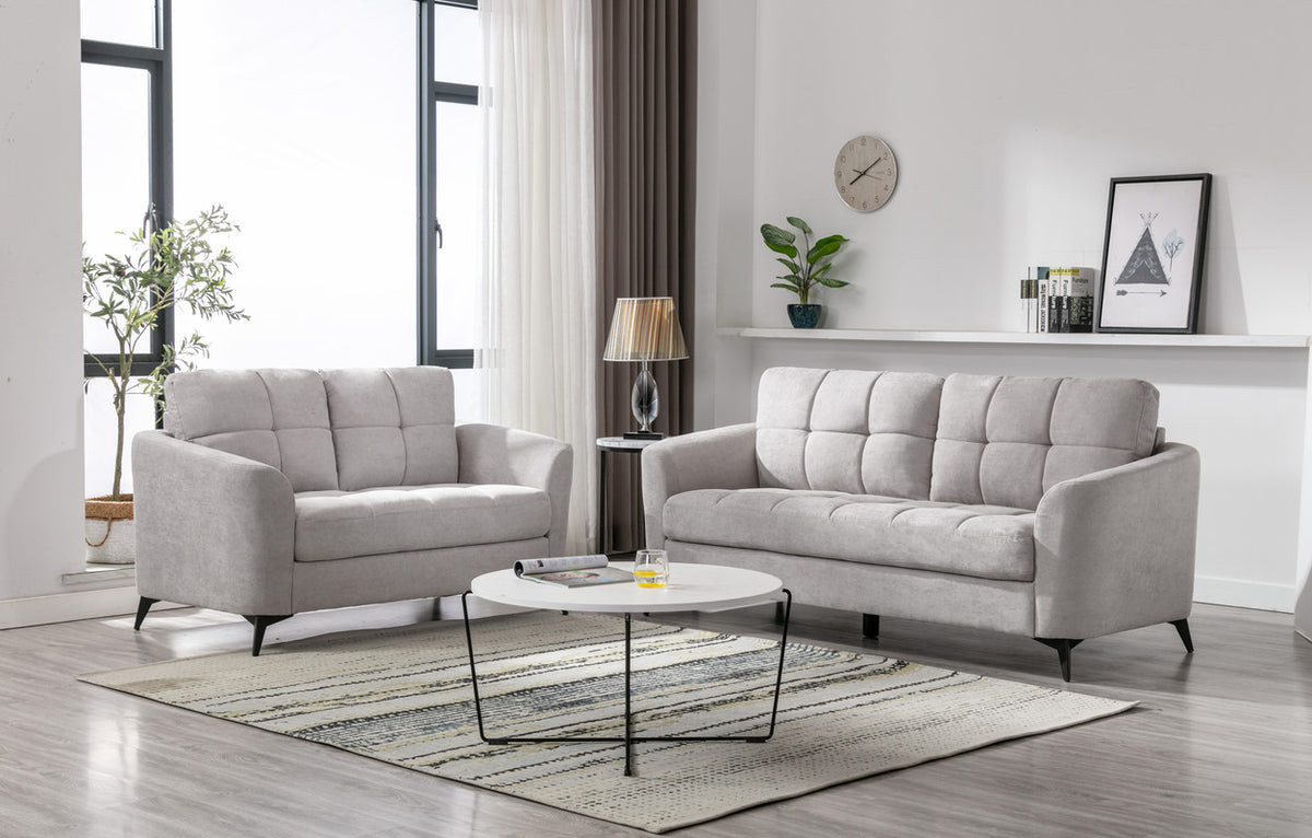 Callie Light Gray Woven Fabric Sofa & Loveseat Set