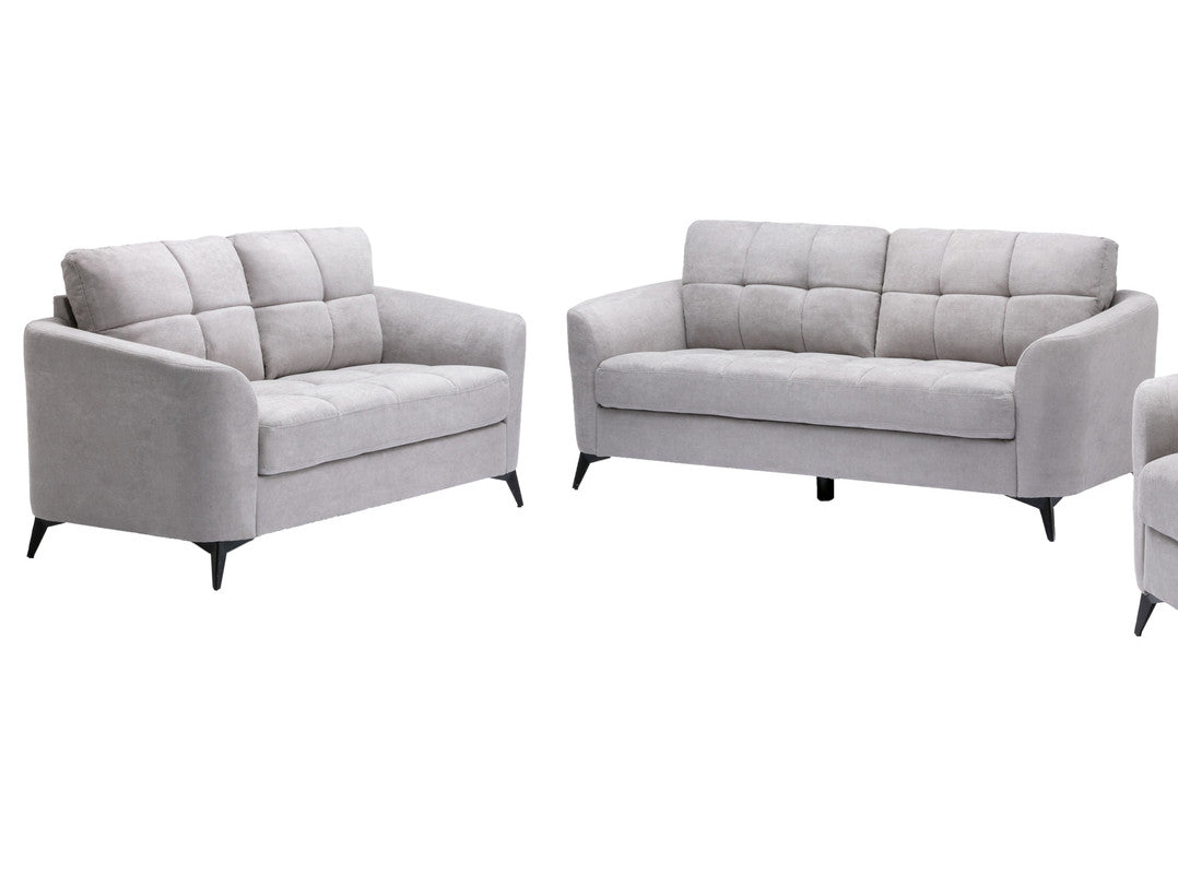 Callie Light Gray Woven Fabric Sofa & Loveseat Set