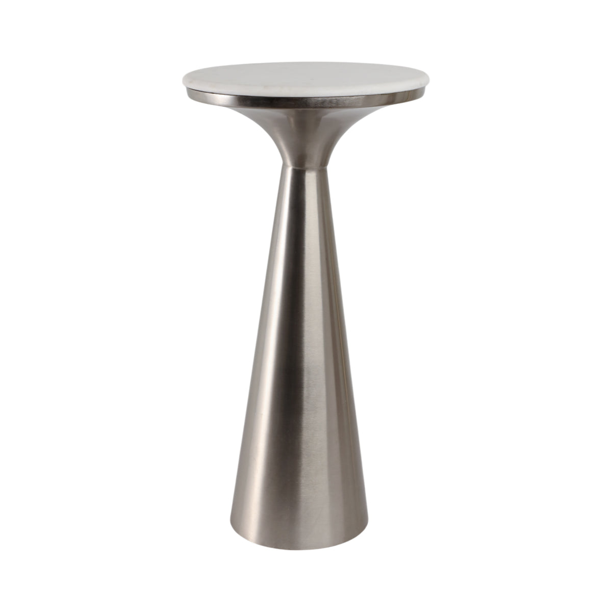 Redcrest White/Silver Tapered Mtal Base and Marble Drnk Table